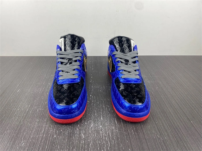 Luis Vitton Nike Air Force 1 Low By Royal blue Black Gold Red Sporty 5139
