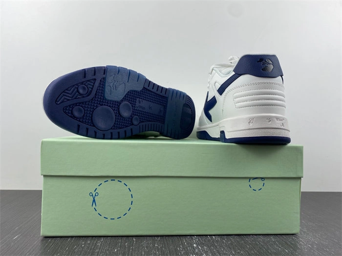 OFF-WHITE Out Of Office OOO Low Tops White White Navy Blue OMIA189F22LEA Flexible 3112